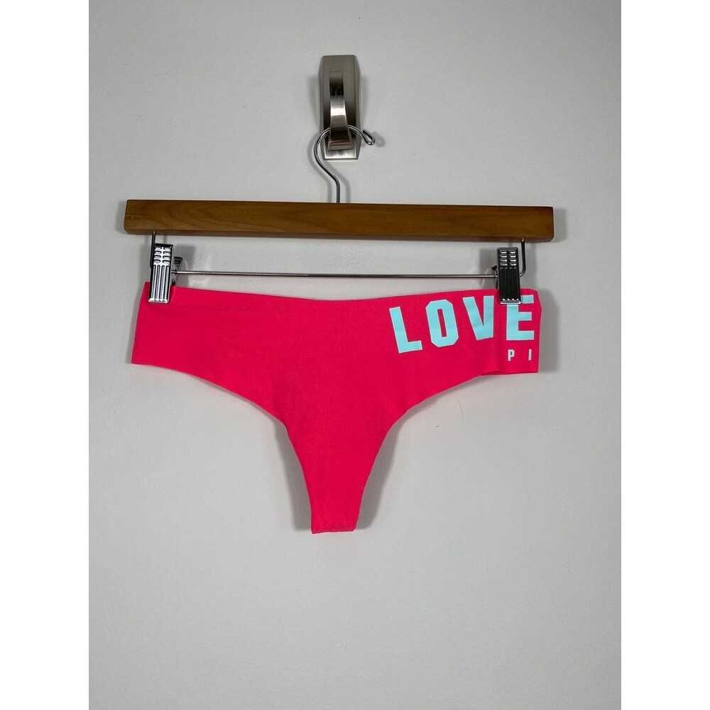 Victoria’s Secret PINK Neon Pink Seamless Logo Thong Panty M